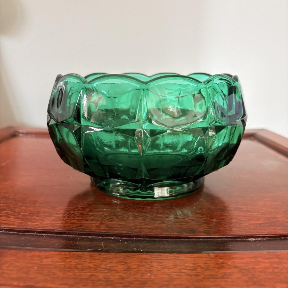 Indiana Glass Tiara Emerald Green‎ Bowl Prism 6" Mid Century 6" Tiara Green Bowl